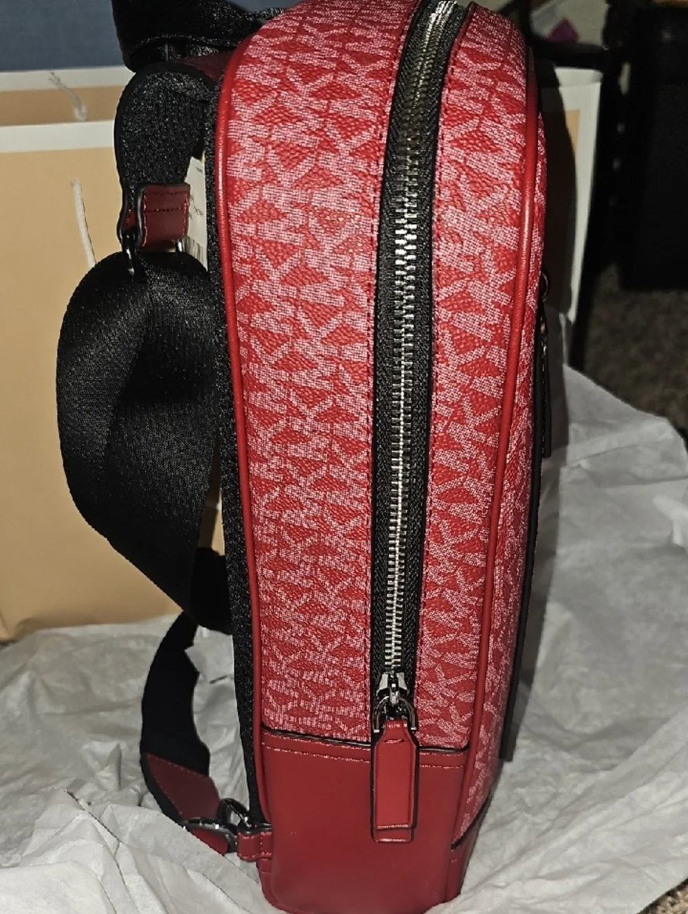 Michael Kors Men’s Red MK Signature Belt Bag - Picture 4 of 16